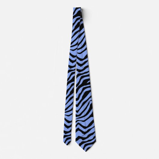 Blau und schwarz Zebra Print Neck Tie Krawatte (Rückseite)