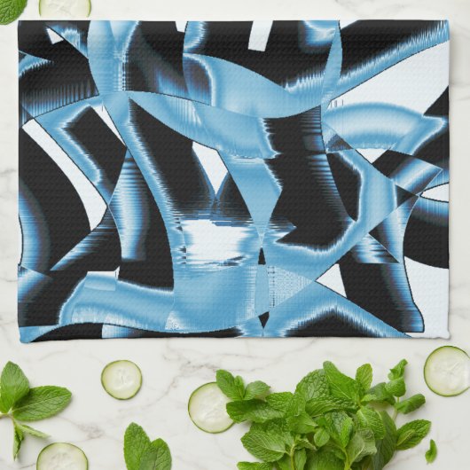 Blau- und schwarze Schrotte oder Bänder zerstört Geschirrtuch (Gefaltet)