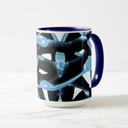 Blau- und schwarze Schrotte oder Bänder zerstört Tasse (VorderseiteRechts)