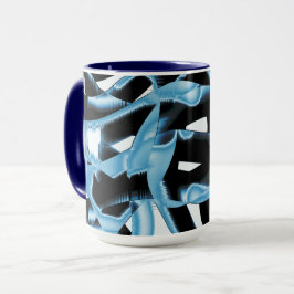 Blau- und schwarze Schrotte oder Bänder zerstört Tasse