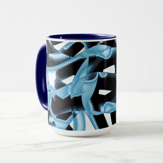 Blau- und schwarze Schrotte oder Bänder zerstört Tasse (Vorderseite Links)
