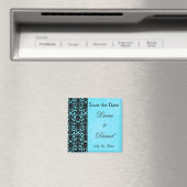 Blau und schwarzer Damast Speichern Sie das Datums Magnet (In Situ (Geschirrspüler))