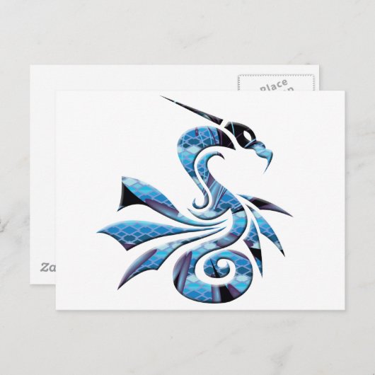 Blau und Schwarzer Drache Postkarte (Vorne/Hinten)