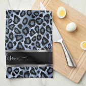 Blau und schwarzer Leopard - Anpassen Geschirrtuch (Viertel Falte)