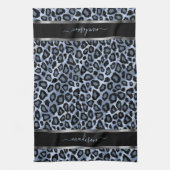 Blau und schwarzer Leopard - Anpassen Geschirrtuch (Vertikal)