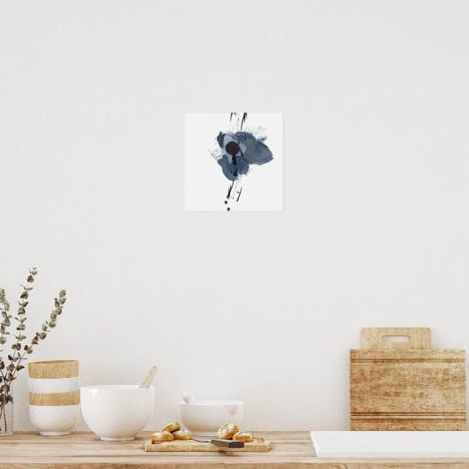 Blau- und Schwarzer Splash II | Blue Black Paint S Poster (Küche)