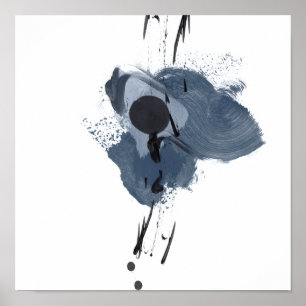 Blau- und Schwarzer Splash II   Blue Black Paint S Poster