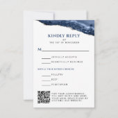 Blau und Silber Agate Bar Mitzvah QR Code Vertikal RSVP Karte (Vorderseite)