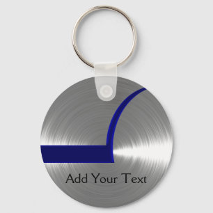 Blau und Silber gebürstetes Metall Schlüsselanhänger