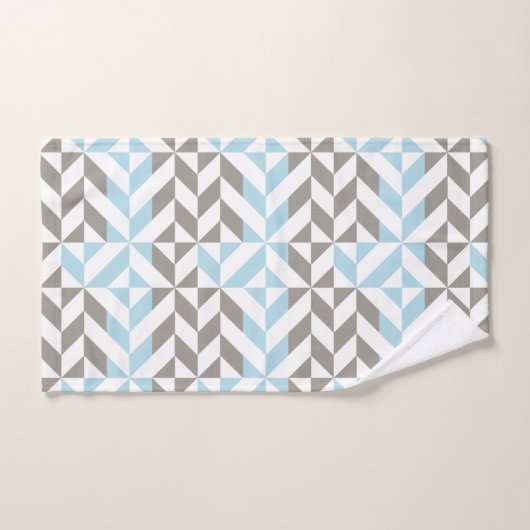 Blau und Silber Geometric ZigZag Badhandtuch Set (Handtuch)