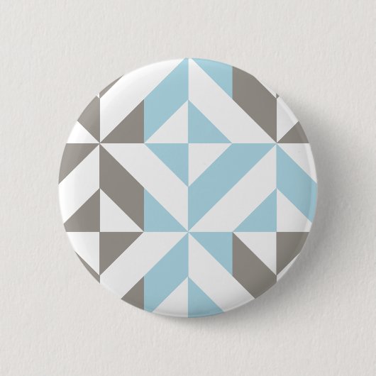 Blau und Silber Geometric ZigZag Button (Vorderseite)