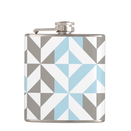 Blau und Silber Geometric ZigZag Flachmann (Vorderseite)