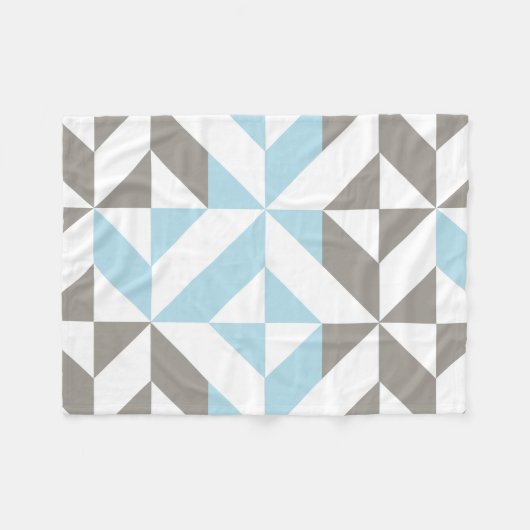 Blau und Silber Geometric ZigZag Fleecedecke (Vorderseite (Horizontal))