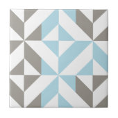 Blau und Silber Geometric ZigZag Fliese (Vorderseite)