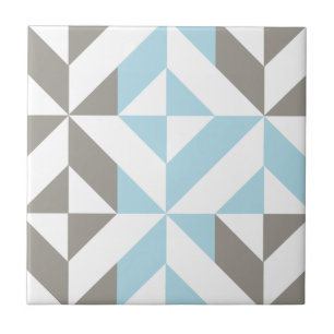 Blau und Silber Geometric ZigZag Fliese