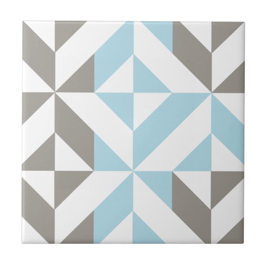 Blau und Silber Geometric ZigZag Fliese (Vorderseite)