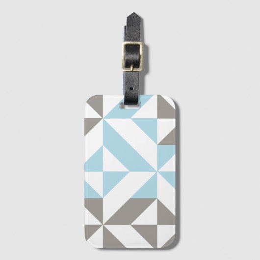 Blau und Silber Geometric ZigZag Gepäckanhänger (Vorderseite Vertikal)