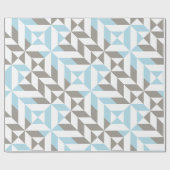 Blau und Silber Geometric ZigZag Geschenkpapier (Flach)