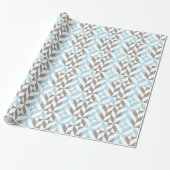 Blau und Silber Geometric ZigZag Geschenkpapier (Ungerollt)