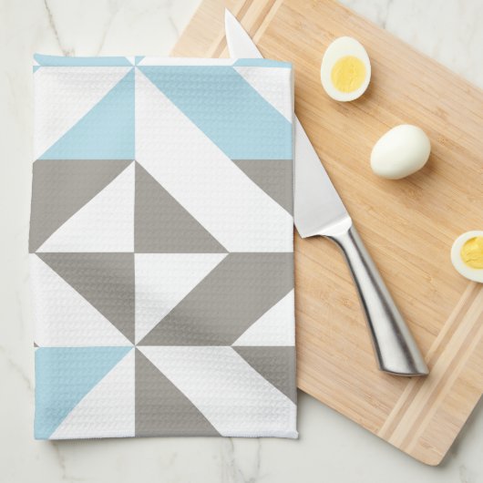 Blau und Silber Geometric ZigZag Geschirrtuch (Viertel Falte)