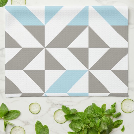 Blau und Silber Geometric ZigZag Geschirrtuch (Gefaltet)