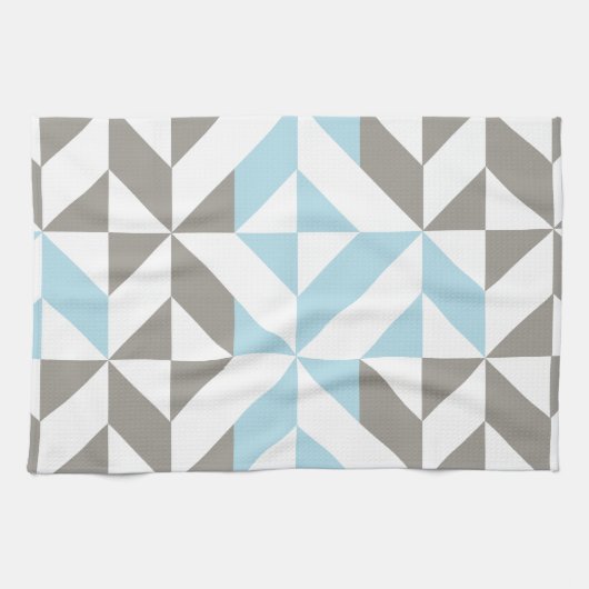 Blau und Silber Geometric ZigZag Geschirrtuch (Horizontal)