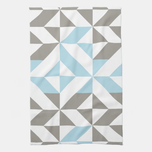 Blau und Silber Geometric ZigZag Geschirrtuch (Vertikal)