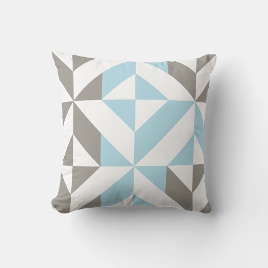 Blau und Silber Geometric ZigZag Kissen (Vorderseite)