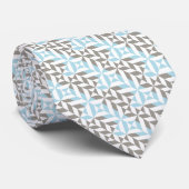 Blau und Silber Geometric ZigZag Krawatte (Gerollt)