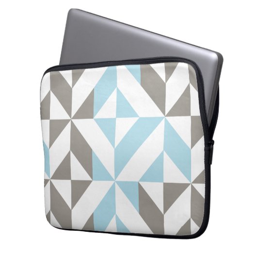 Blau und Silber Geometric ZigZag Laptopschutzhülle (Vorderseite Links)
