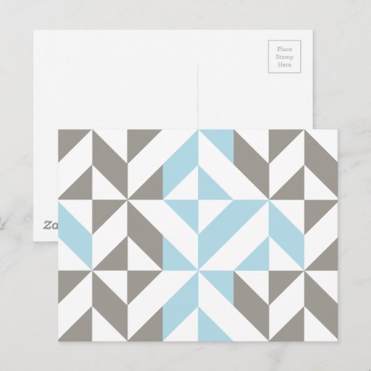 Blau und Silber Geometric ZigZag Postkarte (Vorne/Hinten)