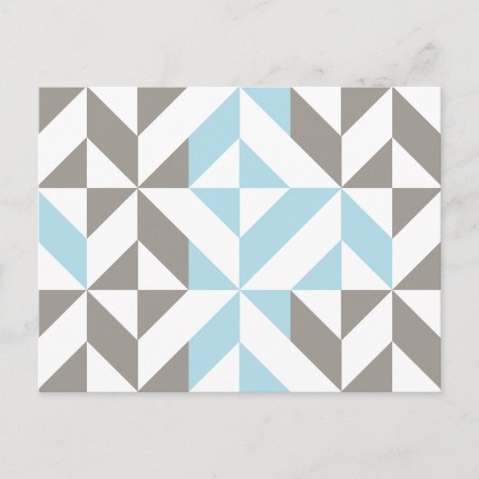 Blau und Silber Geometric ZigZag Postkarte (Vorderseite)