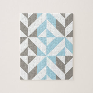 Blau und Silber Geometric ZigZag Puzzle