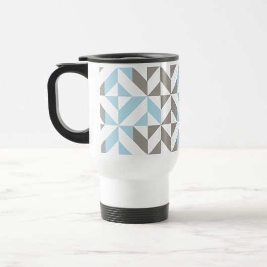 Blau und Silber Geometric ZigZag Reisebecher (Links)
