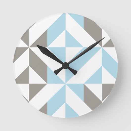Blau und Silber Geometric ZigZag Runde Wanduhr (Vorderseite)
