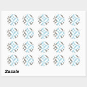 Blau und Silber Geometric ZigZag Runder Aufkleber (Blatt)