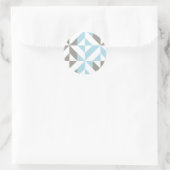 Blau und Silber Geometric ZigZag Runder Aufkleber (Tasche)