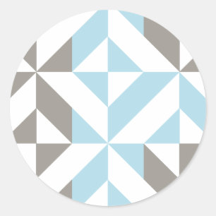 Blau und Silber Geometric ZigZag Runder Aufkleber