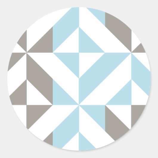 Blau und Silber Geometric ZigZag Runder Aufkleber (Vorderseite)