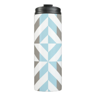 Blau und Silber Geometric ZigZag Thermosbecher