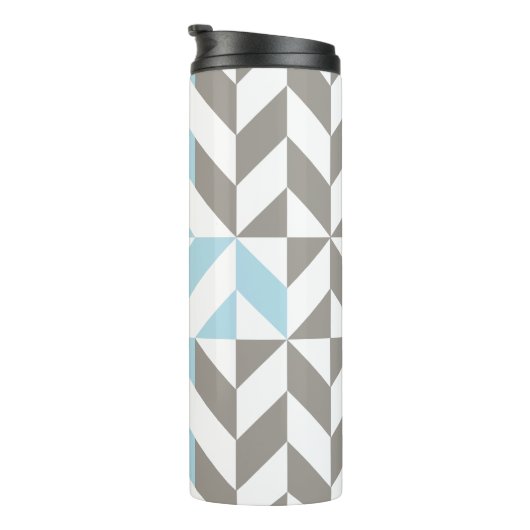 Blau und Silber Geometric ZigZag Thermosbecher (Nach rechts gedreht)