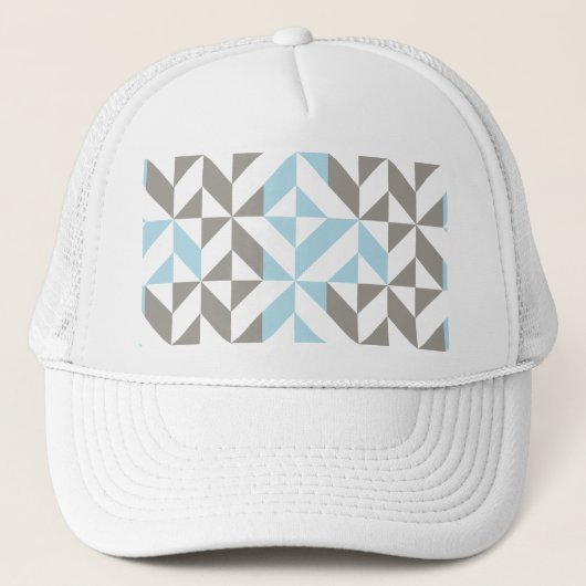 Blau und Silber Geometric ZigZag Truckerkappe (Vorderseite)