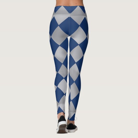 Blau und Silber Harlequin Gemusterte Leggings (Rückseite)