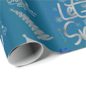 Blau und Silber lassen Sie es auf blau schnee | Geschenkpapier (Rolleneckpunkt)