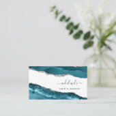 Blau und Silber Moderne Kunst Aquarellschrift Visitenkarte (Stehend Vorderseite)