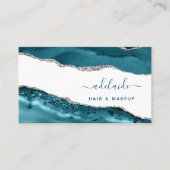 Blau und Silber Moderne Kunst Aquarellschrift Visitenkarte (Vorderseite)