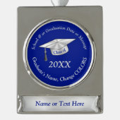 Blau und Silber Personalisiert, Abschluss Ornament (Vorderseite)