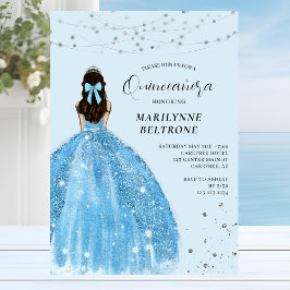 Blau und Silber Prinzessin Quinceañera Einladung