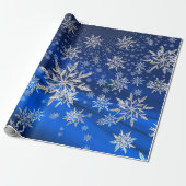 Blau und Silber Schneeflocken Weihnachten Geschenkpapier (Ungerollt)