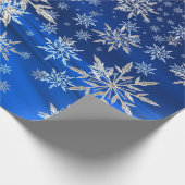 Blau und Silber Schneeflocken Weihnachten Geschenkpapier (Ecke)